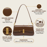 Noëlle Compact Sculpted Leather Baguette Bag