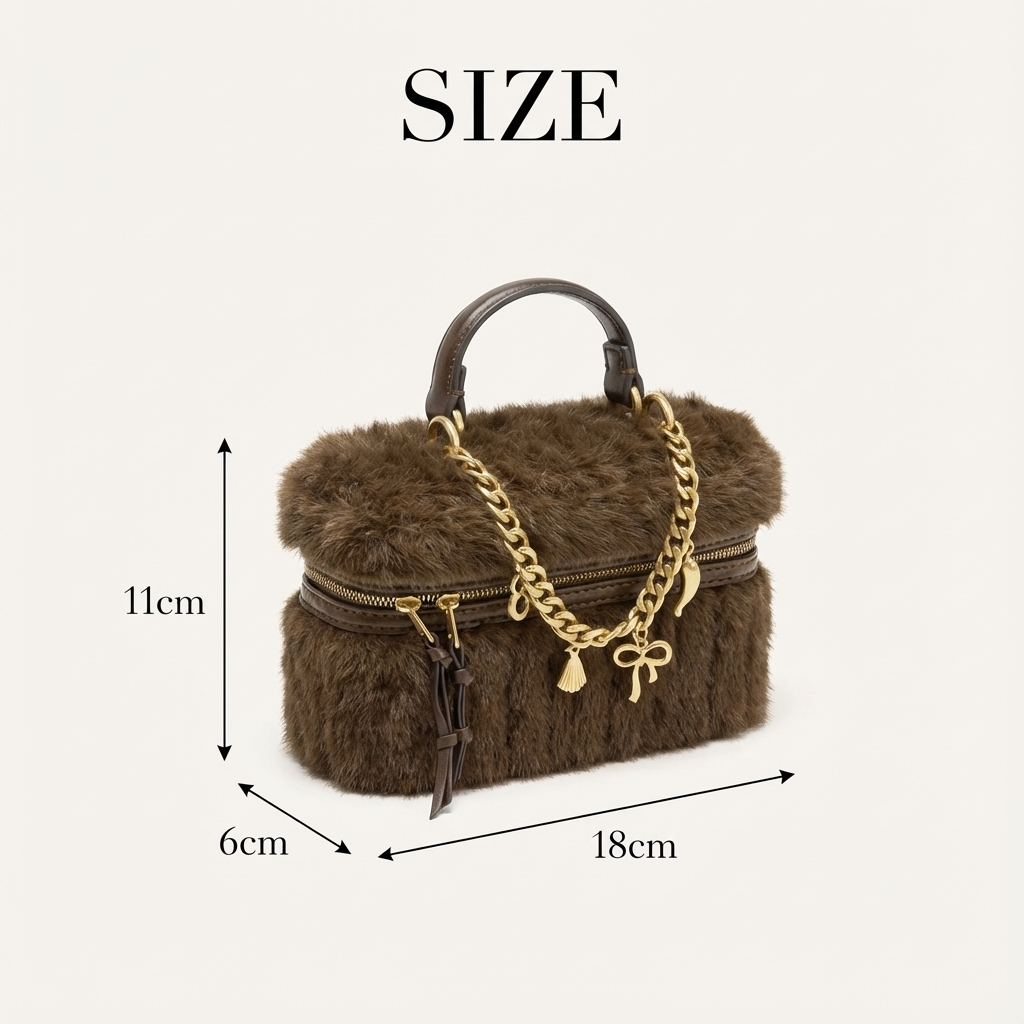 Arvelle Fur-Charm Mini Box Bag - Vellegra