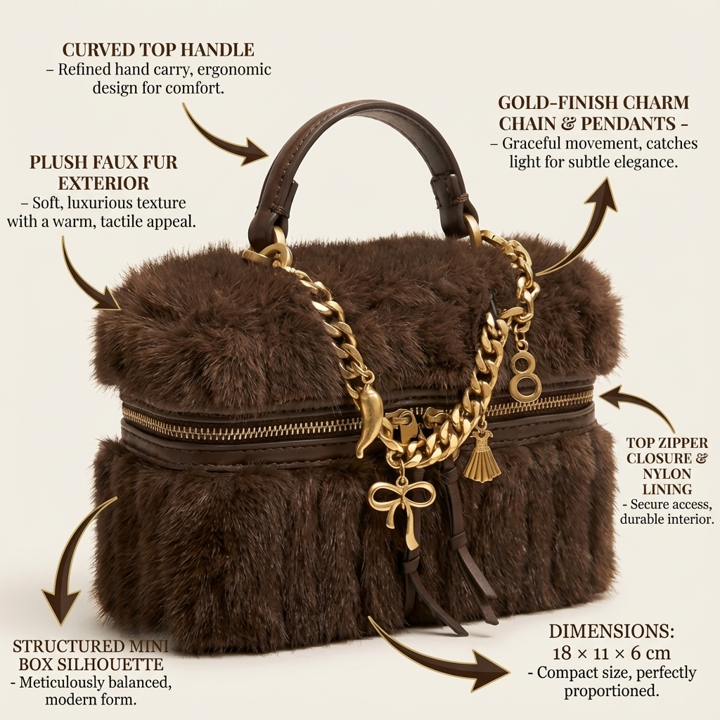 Arvelle Fur-Charm Mini Box Bag - Vellegra