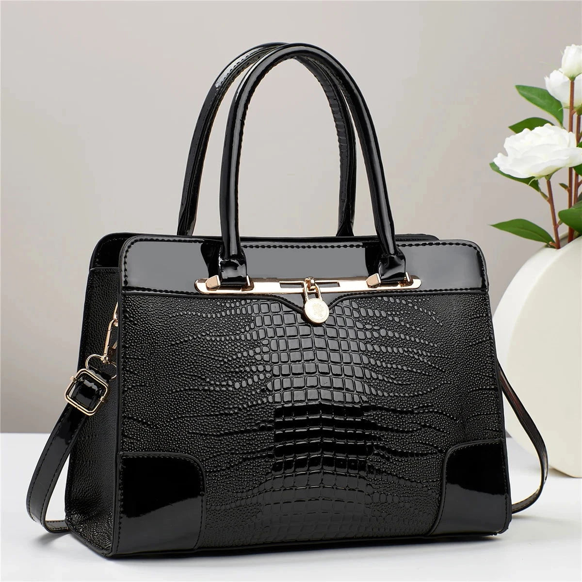 Avelisse Croc Structured Satchel - Vellegra