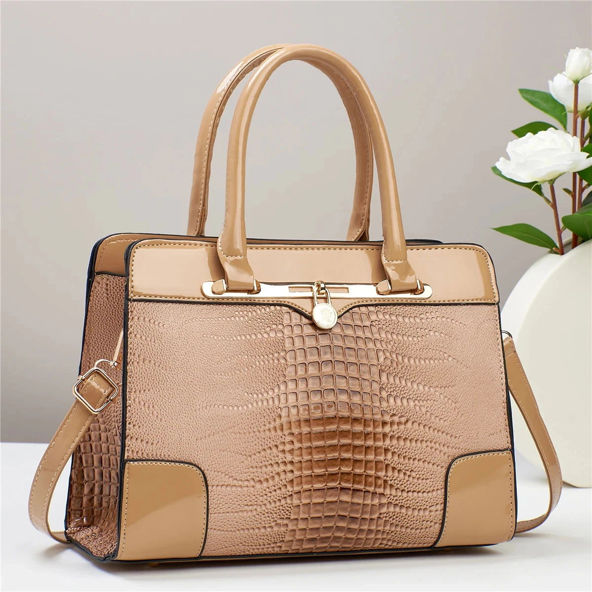 Avelisse Croc Structured Satchel - Vellegra