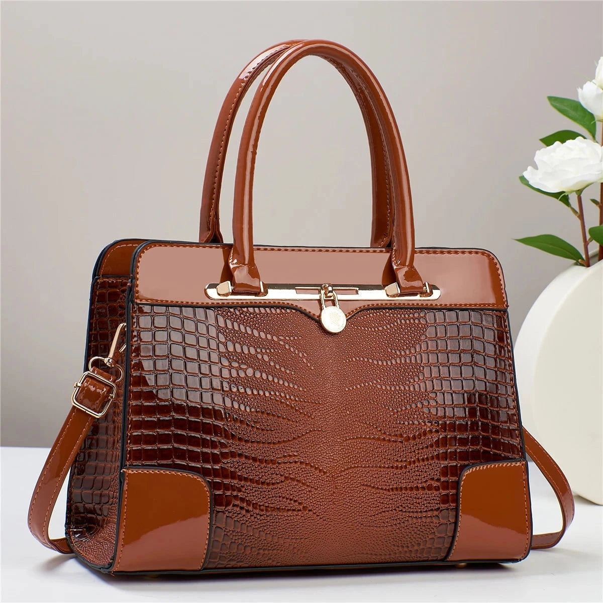 Avelisse Croc Structured Satchel - Vellegra