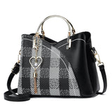 Averline Plaid Panel Satchel - Vellegra