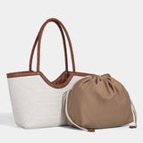 Braided PU Leather Tote Bag with Charm Detail - Vellegra