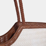 Braided PU Leather Tote Bag with Charm Detail - Vellegra