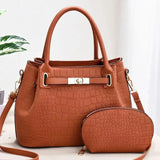 Celeste Croc-Embossed Tote Set - Vellegra