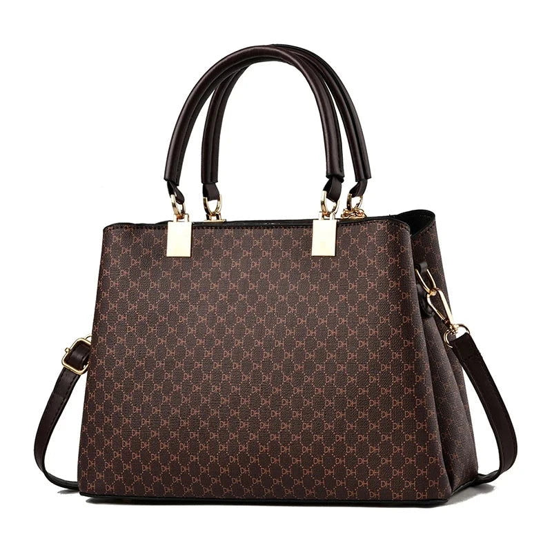 Elegant Monogram Top Handle Tote Bag - VELLEGRA