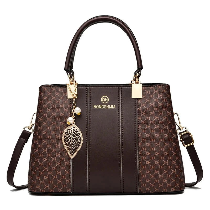 Elegant Monogram Top Handle Tote Bag - VELLEGRA