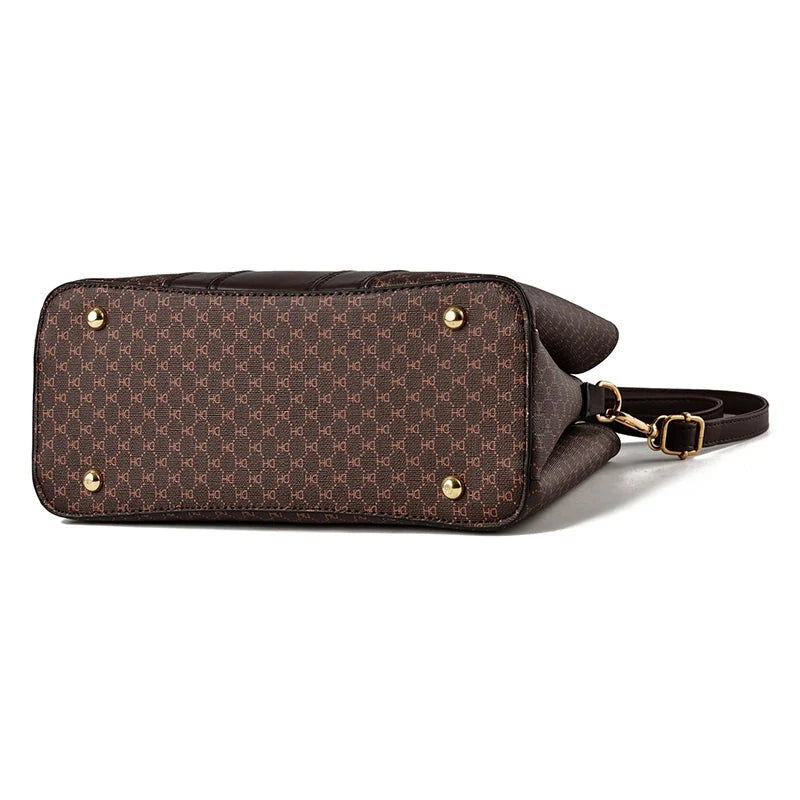 Elegant Monogram Top Handle Tote Bag - VELLEGRA