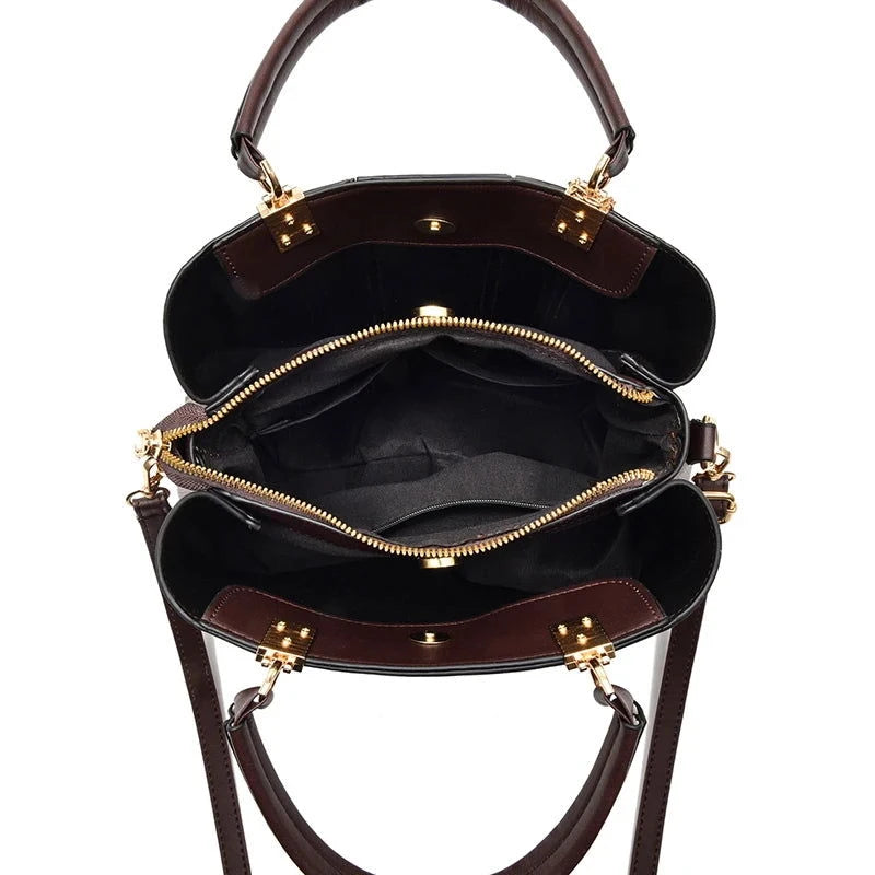 Elegant Monogram Top Handle Tote Bag - VELLEGRA