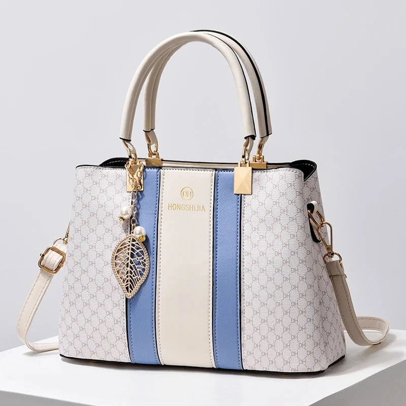 Elegant Monogram Top Handle Tote Bag - VELLEGRA
