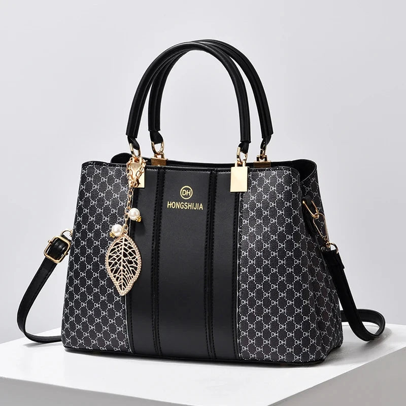 Elegant Monogram Top Handle Tote Bag - VELLEGRA