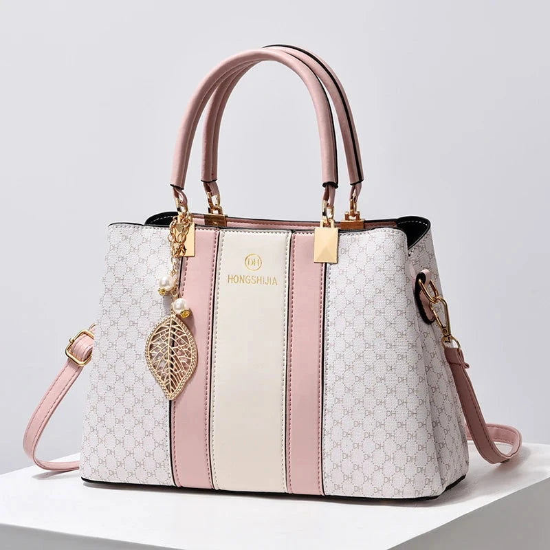 Elegant Monogram Top Handle Tote Bag - VELLEGRA
