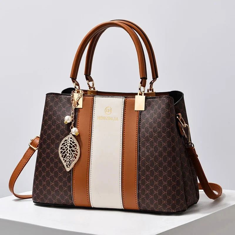 Elegant Monogram Top Handle Tote Bag - VELLEGRA