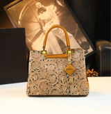 Floral Carved Leather Tote for Elegant Daily Wear - Vellegra