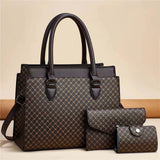 Geo Pattern Triple Piece Tote Set - VELLEGRA