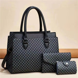 Geo Pattern Triple Piece Tote Set - VELLEGRA
