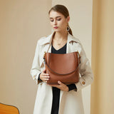 Zivara Leather Bucket Bag – Structured Cowhide Shoulder Tote