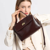 Lunira Classic Leather Satchel - Vellegra