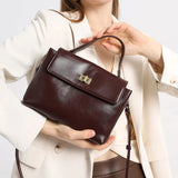 Lunira Classic Leather Satchel - Vellegra