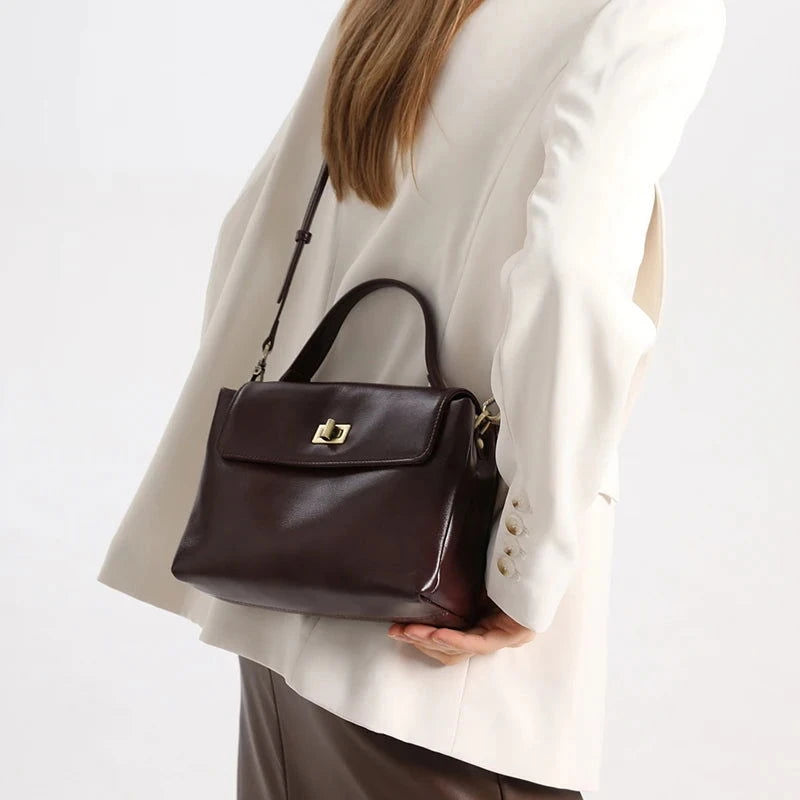 Lunira Classic Leather Satchel - Vellegra