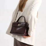 Lunira Classic Leather Satchel - Vellegra