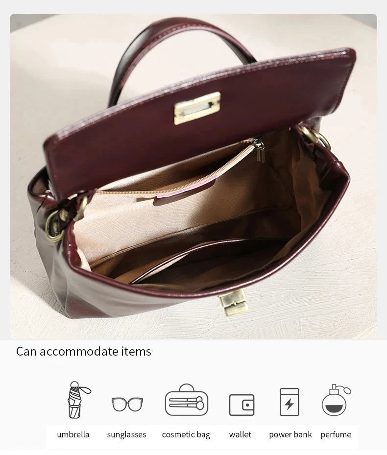 Lunira Classic Leather Satchel - Vellegra