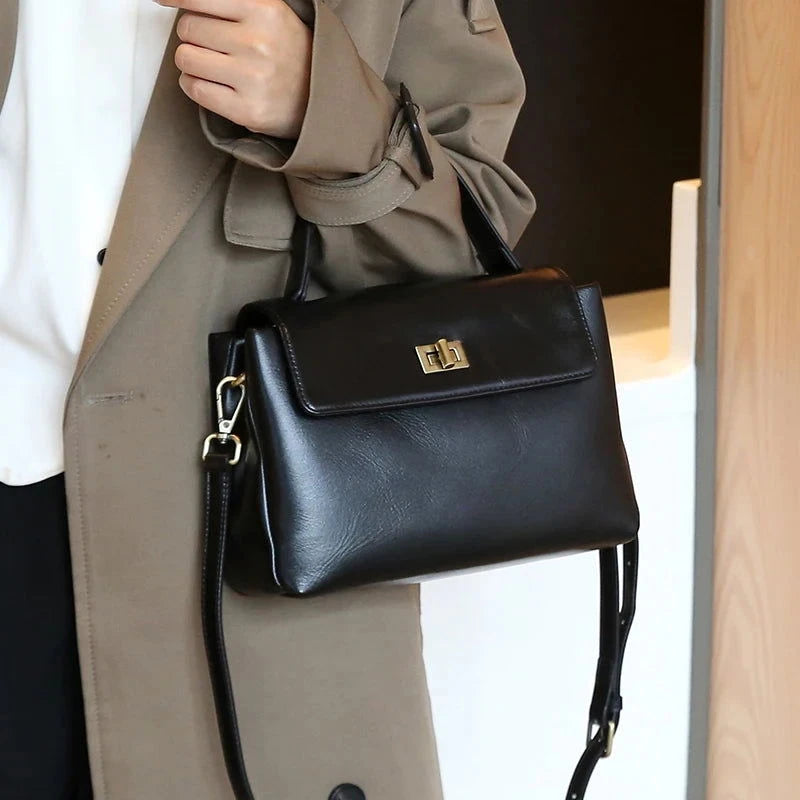 Lunira Classic Leather Satchel - Vellegra