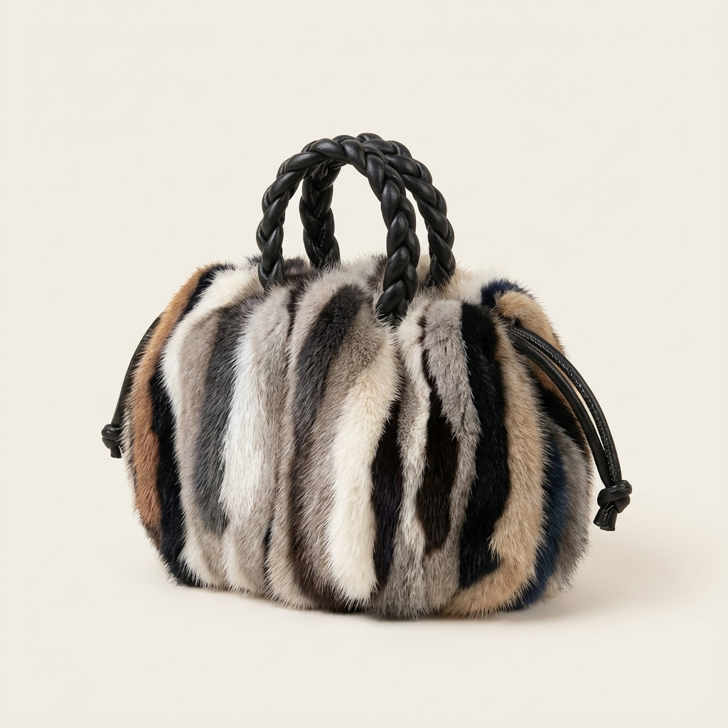 Lysarre Braided-Handle Fur Satchel - Vellegra
