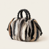 Lysarre Braided-Handle Fur Satchel - Vellegra