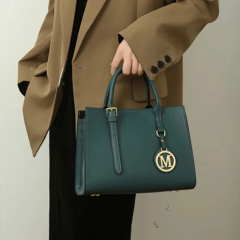 Marivelle Modern Pebbled Leather Satchel Tote - Vellegra