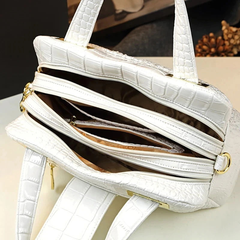 Melvara Lace Croc Boston Bag - Vellegra