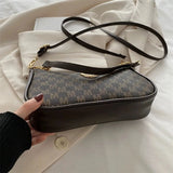 Monogram PU Crossbody Bag with Gold Chain - Vellegra