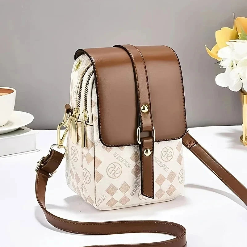 Multi-Zip PU Crossbody Bag for Everyday Essentials - Vellegra