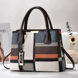Plaid Block Panel Crossbody Satchel - VELLEGRA