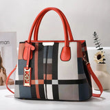 Plaid Block Panel Crossbody Satchel - VELLEGRA