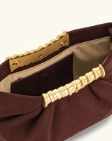 Pleated PU Clutch with Gold Handle Detail - Vellegra