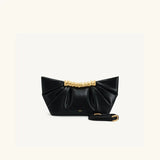 Pleated PU Clutch with Gold Handle Detail - Vellegra