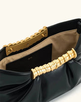 Pleated PU Clutch with Gold Handle Detail - Vellegra