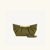Pleated PU Clutch with Gold Handle Detail - Vellegra