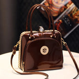 Serelina Crystal Shell Bag – Glossy Leather Evening Handbag