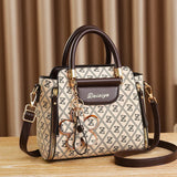 Zairia Signature Print Satchel – Classic PU Leather Handbag