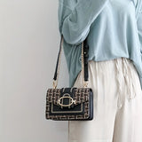 Bellisse Tweed Crossbody – Mini Chain Bag with Buckle Detail