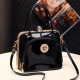 Serelina Crystal Shell Bag – Glossy Leather Evening Handbag