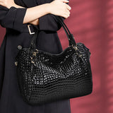 Valmara Croc Tote – Cowhide Leather Everyday Bag with Embossed Texture