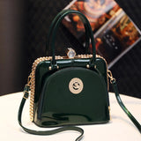 Serelina Crystal Shell Bag – Glossy Leather Evening Handbag