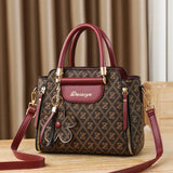 Zairia Signature Print Satchel – Classic PU Leather Handbag