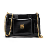 Virella Chain Bag – Polished Square Shoulder Bag with Modern Gloss Finish