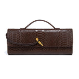 Croc-Embossed Clutch with Top Handle & Strap