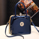 Serelina Crystal Shell Bag – Glossy Leather Evening Handbag